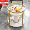 Mesa de Café para Mahjong para Salas de Jogo com Cinzeiro Embutido e Porta-Copos, Mesa de Chá Redonda Móvel de Camada Dupla