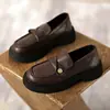 Mocassins femininos marrons 2026 novo estilo primavera sapatos de couro rasos macios sapatos de couro pretos estilo britânico feminino