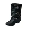 Botas de Verano para Mujer, Estilo Delgado, Combinan con Faldas, Punta Fina, Botas Plisadas Fruncidas, Nuevo Modelo 2026, Hebilla de Cinturón, Tacón Grueso, Botines Delgados