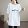 Camiseta de Manga Corta de Longitud Media Talla Grande para Mujer, Nuevo Estilo de Comercio Exterior Verano 2026, Corte Holgado, Adelgazante, Cubre las Caderas Top