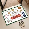 Felpudo de entrada con cuatro cuadrados y diseño de cachorro de dibujos animados, alfombrilla de tierra de diatomeas, absorbente y antideslizante, alfombrilla de secado rápido para la entrada del baño