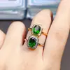 Venta al por mayor de fábrica Popular Anillo de Diopsida Natural Plata S925 Incrustado con Piedra Principal 6*8 Joyería de Lujo Venta Directa de Fábrica