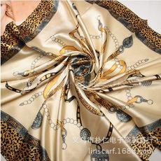 Estilo clássico! Nunca sai de moda, exclusivo, coreano, estampa de leopardo, imitação de seda, cachecol grande, quadrado, protetor solar, xale