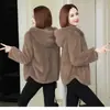 Suéter térmico grueso de doble cara con forro polar, estilo coreano, holgado, con capucha, cremallera, abrigo de otoño e invierno para mujer