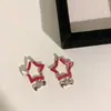 Aretes de Gato Estrella de Contraste de Color para Mujer, Estilo Dulce y Fresco, Accesorios Versátiles de Alta Gama de Estrella de Cinco Puntas en Rosa