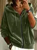 2026 Nueva Sudadera con Capucha y Cremallera de Manga Larga para Mujer, Color Sólido de Terciopelo con Cordón, Informal, Transfronteriza Europea y Americana, Amazon