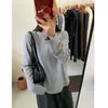Camiseta de Manga Larga de Forro Polar Tricolor Estilo Normcore Perezoso Otoño e Invierno Camiseta de Manga Larga para Mujer Holgada Versátil Camiseta Base Básica