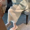 Falda de Punto con Abertura Estilo Nuevo Primavera y Otoño Cintura Alta Línea A Longitud Media Cadera Adelgazante y la Más Fácil de Combinar Falda de un Solo Paso Tendencia Ins