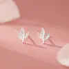 Pendientes de Hoja Estilo Bosque de Plata Pura S999 Qianjia para Mujer, Delicados y Dulces, Estilo Fresco y Pastoral, Pendientes de Gama Alta para Mayorista