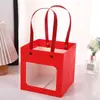 Sacola de Presente Criativa Sacola de Papel Simples com Rosto Sorridente Sacola de Papelão Branco Bolsa de Mão com Flores Sacola de Presente de Feriado Sacola Quadrada Portátil