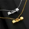 Accesorios Más Vendidos de Comercio Electrónico Transfronterizo Collar, Cadena de Ola de Agua Colgante de Mancuerna de Acero Inoxidable, Collar de Alta Calidad que No Se Desvanece para Hombres y Mujeres