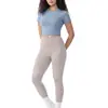 Conjunto de roupa de yoga europeu e americano transfronteiriço para mulheres, justo, secagem rápida, roupa esportiva para atividades ao ar livre, conjunto de duas peças com short de manga curta e calça longa para fitness