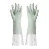 Guantes cómodos para lavar platos en el hogar, Longitud extendida, Cocina para mujer, Forrados con vellón, Látex de goma engrosado, Goma plástica impermeable, Duraderos