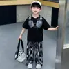 Conjunto de Verano de Manga Corta para Niños 2026 Nuevo Elegante Pantalones Repelentes de Mosquitos para Niños Ropa de Verano para Niños Conjunto de Dos Piezas a la Moda