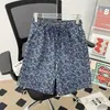 Shorts de Mezclilla Azules con Estampado de Estrellas por Todas Partes para Hombre, Pantalones Casuales Sueltos de Verano Estilo Americano, Pantalones Rectos de Cinco Puntos para Ropa Exterior