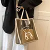Bolsa Tote Tendência Deste Ano de Grande Capacidade para Mulheres, Novo Modelo Primavera 2026, Bolsa de Ombro Transparente de Gelatina com Estampa de Urso