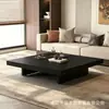 Mesa de centro cuadrada grande de estilo minimalista con diseño de base baja flotante, veta de madera vintage, mesa de té práctica para una atmósfera acogedora en la sala de estar