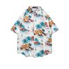 Camisa de manga corta de moda para hombre, camisa fina con estampado floral de verano, camisa de playa hawaiana de estilo Hong Kong que combina con todo, chaqueta holgada de moda