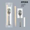 Cuchara Americana Desechable y Palillos Juego de Cuatro Piezas Paquete de Comida para Llevar Bibimbap Comida Ligera Cuchara Endurecida Rica Servilleta de Papel Palillo