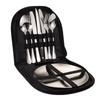 Bolsa de comida portátil para exteriores de acero inoxidable de Amazon transfronteriza, plato de almuerzo, vajilla de viaje para acampar, juego de cuchillo, tenedor y cuchara