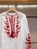 Shenzhen Nanyou Moda Feminina de Luxo Outono Novo Estilo Francês Chique Férias Bordada Floral Camisa de Manga Longa para Mulheres