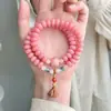 Pulsera de Raíz de Bodhi Rosa y Morada Más Vendida en Transmisión en Vivo con Cuentas de Ábaco Flor de Ciruelo, Joyería de Estilo Chino Nuevo de Doble Círculo, Pulsera de Amistad para Mujeres, Al por Mayor