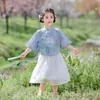Conjunto Hanfu para Niños, Atuendo de Verano Estilo Chino, Nuevo Modelo 2026, Disfraz de Presentación para Niños y Niñas, Conjunto Trendy Tradicional de Dos Piezas con Manga Corta