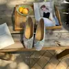 Zapatos de Resorte y Otoño Estilo Coreano Nicho de Lino Estilo Miu Zapatos Individuales con Lazo, Punta Cuadrada, Planos Estilo Ballet Zapatos de Abuela Inspirados en Chanel