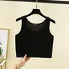 Colete Curto de Modal para Primavera e Verão Wrap Gola Redonda Ombligo Camisa Base Distinta Moda Versátil Top Feminino Costas