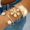 Moda Retro Transfronteriza Europea y Americana Pulseras en Capas Exageradas Geométricas Simples Patrón de Olas Flor Abierta Lisas