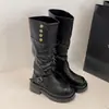 Botas de plataforma negras adelgazantes para mujer, nueva colección de otoño 2026, botas que aumentan la altura para mujeres bajitas, botas de montar estilo coreano retro