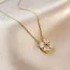 Collar para Mujer, Transfronterizo, Dos Formas de Usar, Flor de Cuatro Hojas Corazón, Corazón que se Abre y Cierra, Plegado de Amor, Lujo Ligero, Cadena de Clavícula de Gama Alta
