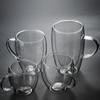 Taza de Vidrio, Taza de Vidrio de Borosilicato Alto para Recibir Invitados, Adecuada para Té de Leche y Bebidas, Disponible en Varios Tamaños, con Asa, Taza Aislada de Doble Pared con Tapa