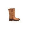 Botas femininas de couro legítimo estilo retrô, com efeito de lavagem de cor, salto grosso, de cano médio, coleção 2026, efeito emagrecedor, botas de cowboy western, bico redondo, botas Martin