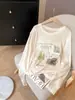 Camiseta de Manga Larga con Estampado Pintado a Mano Little C para Mujer, Nueva de Verano 2026, Delgada, Estilo Coreano, Corte Relajado, Top Cover-Up Protector Solar