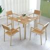 Mesa y Sillas de Plástico Madera para Exteriores Combinación Set de Sillas para Exterior Jardín Ocio Aire Libre Cafetería Comedor Patio Mesa y Sillas