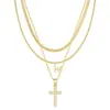 Amazon Transfronterizo Nuevo Collar con 26 Letras Iniciales Moda Colgante de Cruz Personalizado Collar Multicapa Joyería para Mujer