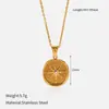 Colar de Aço Titânio Estilo Ins Banhado a Ouro 18K Aço Inoxidável Incrustado com Zircônia Pingente de Estrela e Lua Joias para Mulheres Atacado Presente de Dia das Mães