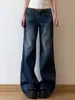 Jeans estilo retro americano hot girl da Jennie para mulheres, novos calças retas largas de cintura baixa para o outono de 2026