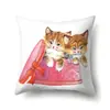 Funda de Almohada de Poliéster de un Solo Lado con Pintura al Óleo de Animales Funda para Cojín de Sala de Estar Hogareña Funda para Almohada de Cama de Dormitorio