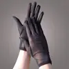 Guantes de Encaje para el Sol de Verano Malla Fina Transpirables Elásticos Negros Sexy Elegantes Calcetines para Manos Protección UV para Exteriores