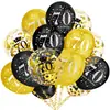 Set de Globos con Confeti Negro Dorado para 16 18 30 40 50 60 Años Combinación Decoración para Fiesta de Cumpleaños de Adultos