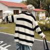 Suéter cárdigan a rayas de color contrastante otoño e invierno moderno abrigo para pareja de terciopelo de visón sintético estilo retro americano suéter de estilo holgazán