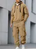 Sudadera de terciopelo para hombre de otoño e invierno transfronteriza, sudadera con capucha de moda, cremallera, múltiples bolsillos, traje de overol Carhartt