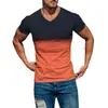 2026 Amazon Wish Comércio Exterior Verão Roupas Masculinas 3D Cor Gradiente Moda Estampa Camiseta Slim Fit Gola V Manga Curta