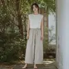 Pantalones de Lino Puro para Mujer, Estilo Delgado de Verano, Nuevo Modelo 2026, Cintura Alta, Corte Holgado, Caída Fluida, Adelgazantes, Pantalones Rectos de Pierna Ancha