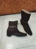 Botas de tornozelo estilo deserto francês retrô para mulheres, nova coleção de outono 2026, botas de cowboy western em camurça com palmilhas internas para aumentar a altura