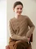 Nuevo Suéter de Punto Trenzado Cuello Redondo Tres Hilos Textura Simple Versátil Otoño e Invierno 25 Suéter de Cachemir Suéter para Mujer Base