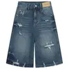 Pantalones Cortos Vintage Azules Desgastados con Diseño Irregular Roto para Mujer, Moda Veraniega 2026 Nuevo Tendencia Versátil