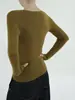 Shimadzu 18 puntadas, 60 piezas Suéter de punto delicado y suave 100% lana con cuello en U y manga larga para mujer, corte ajustado y favorecedor